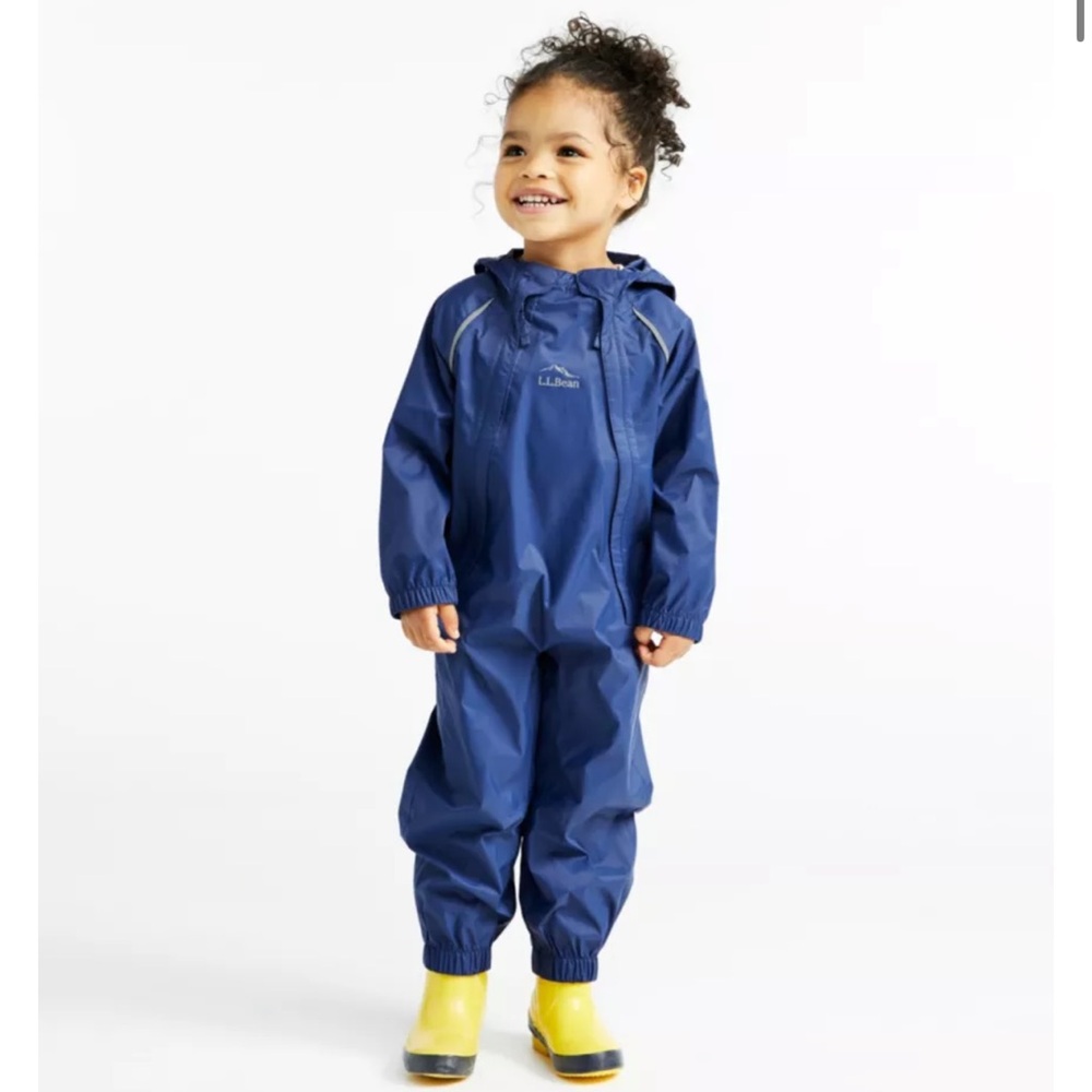 L.L. Bean Kids Royal Blue Hooded One-Piece Rain Suit